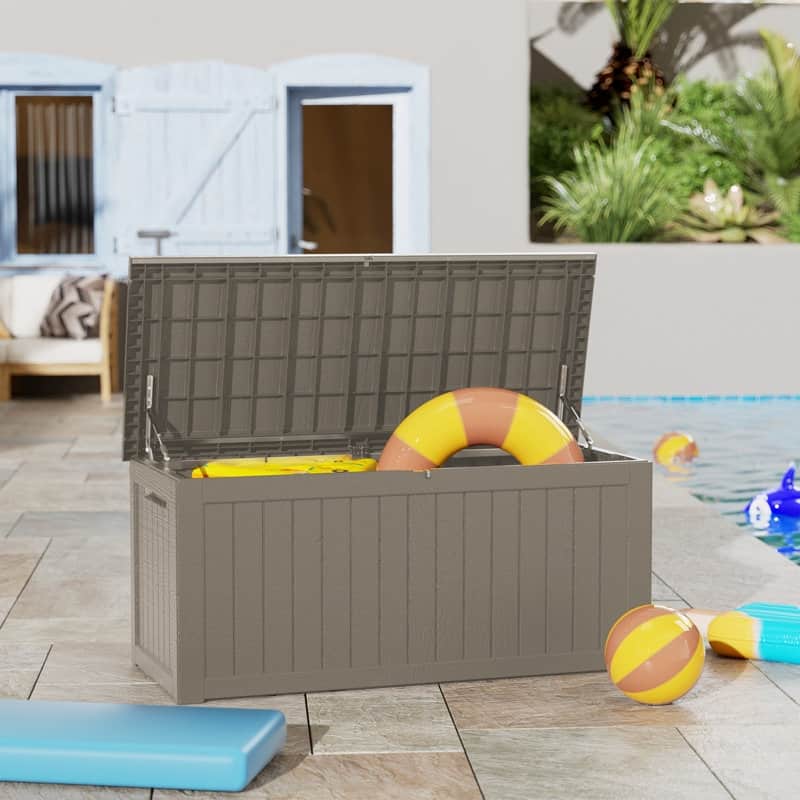 Outdoor Patio Storage Resin Lockable Deck Box - 230 Gallon Brown