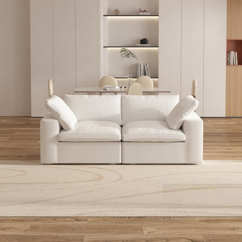 80'' Linen Upholstered Loveseat Sofa Sectional Couch