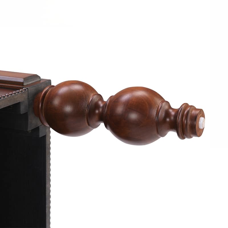 Rectangular Wooden Coffee Table with Storage Drawer, Vintage Cocktail Table with Solid Wood Gourd-Shaped Legs for Living Room