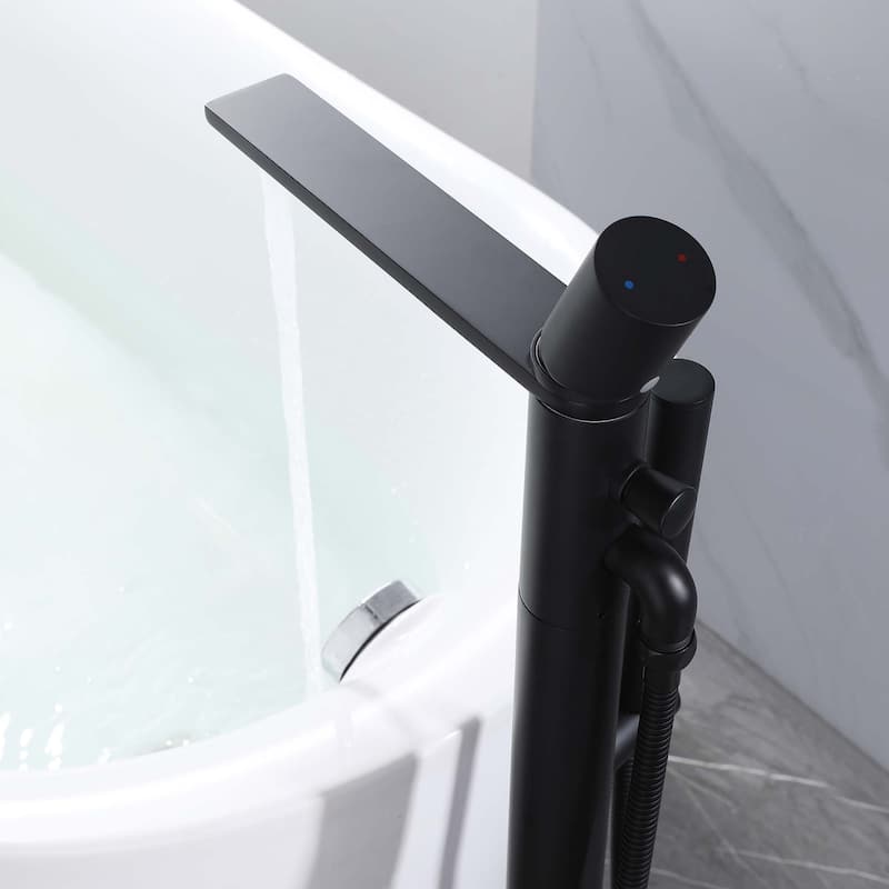 Rbrohant Freestanding Bathtub Faucet with Hand Shower Floor Mount Tub Filler