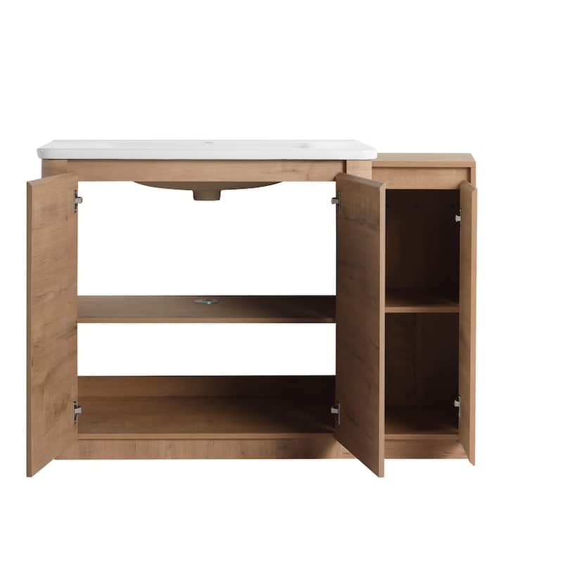 Bathroom Vanity With Sink In 36/40/48/52/60/64/84/92 Inch, Freestanding Bathroom Vanity With Doors and Adjustable Shelf