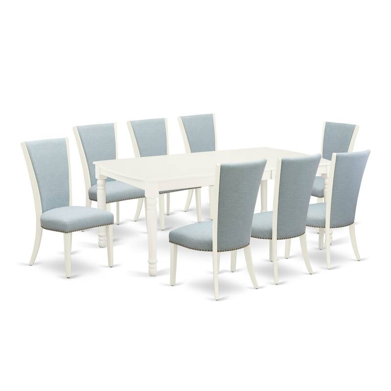East West Furniture Dinette Set- a Rectangle Dining Table and Linen Fabric Dining Chairs, Linen White (Pieces & Finish Options)