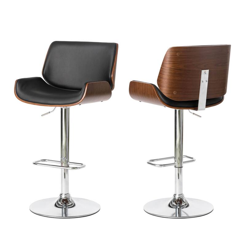 Glitzhome Set of 2 or 4 Modern Height Adjustable Faux Leather Swivel Bar Stools