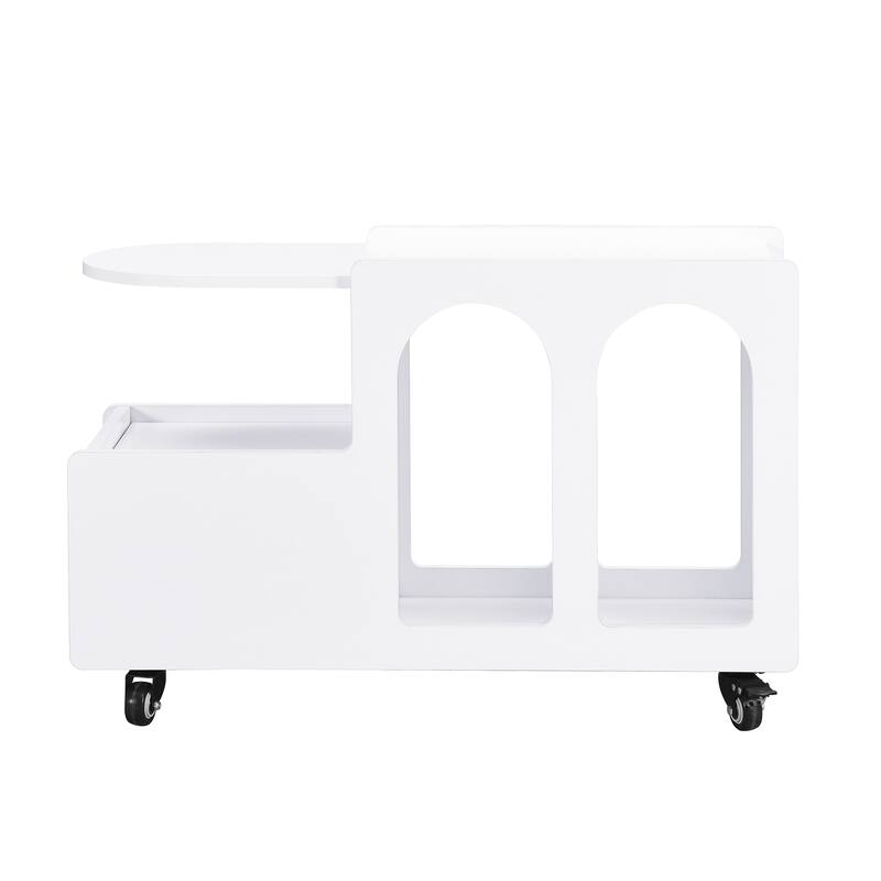 Mobile End Table with lockable wheels, Side Table with Storage Drawer, 11.8inch Narrow Nightstand with Multi-layer Storage