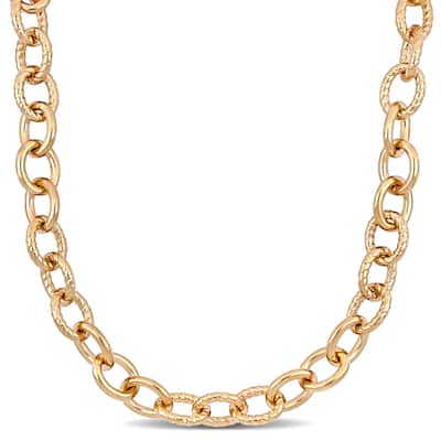 Miadora 24-Inch Oval Link Chain Necklace in Yellow Plated Sterling Silver