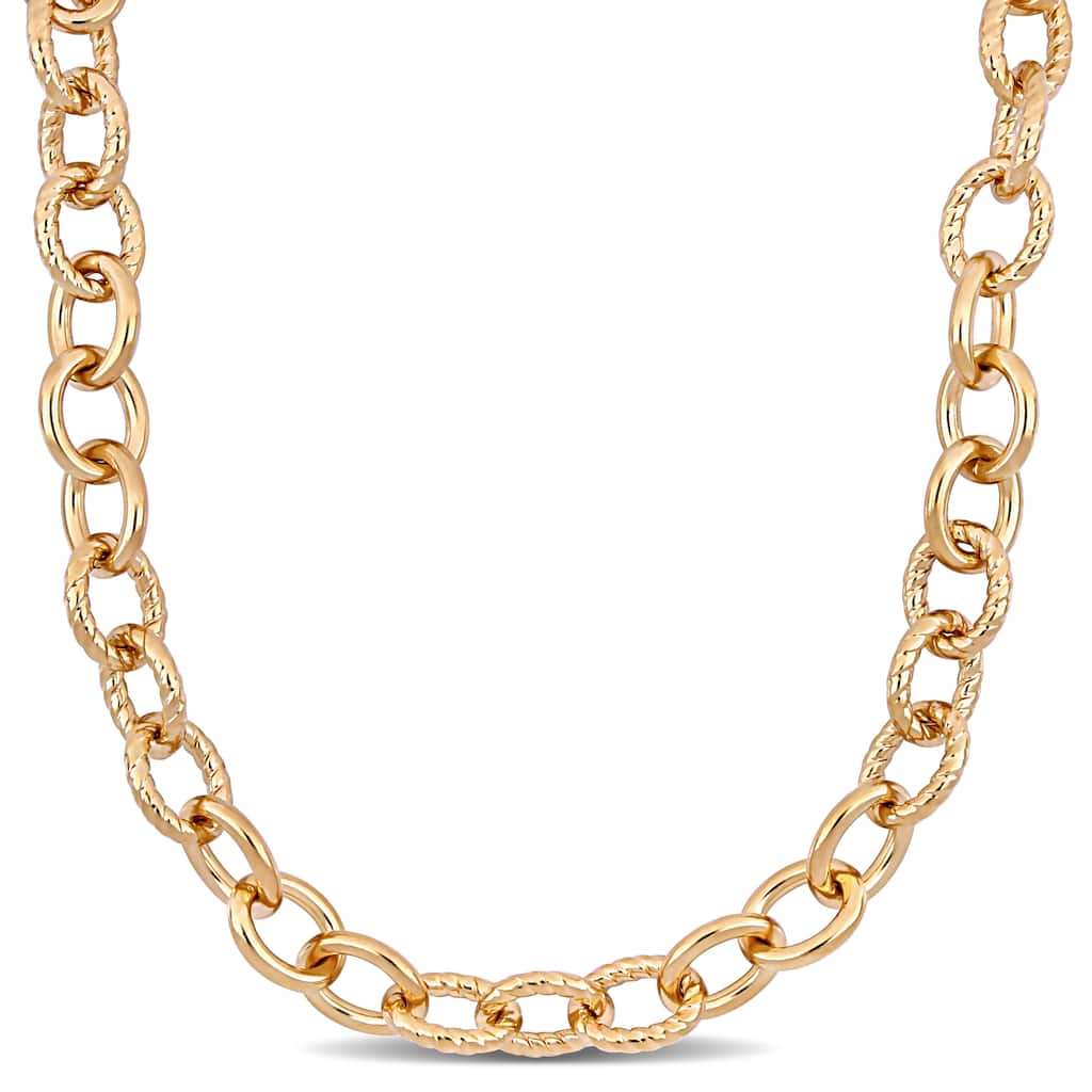 Miadora 24-Inch Oval Link Chain Necklace in Yellow Plated Sterling Silver