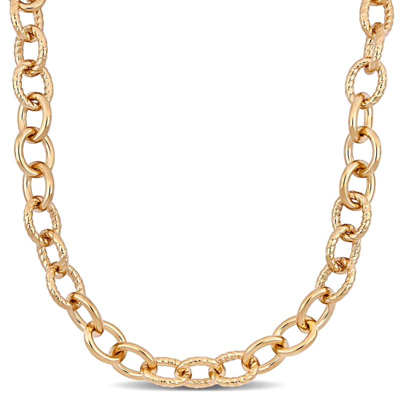 Miadora Yellow Plated Sterling Silver Oval Link Chain Necklace - 18 inch x 14 mm x 14 mm - 18 inch x 14 mm x 14 mm