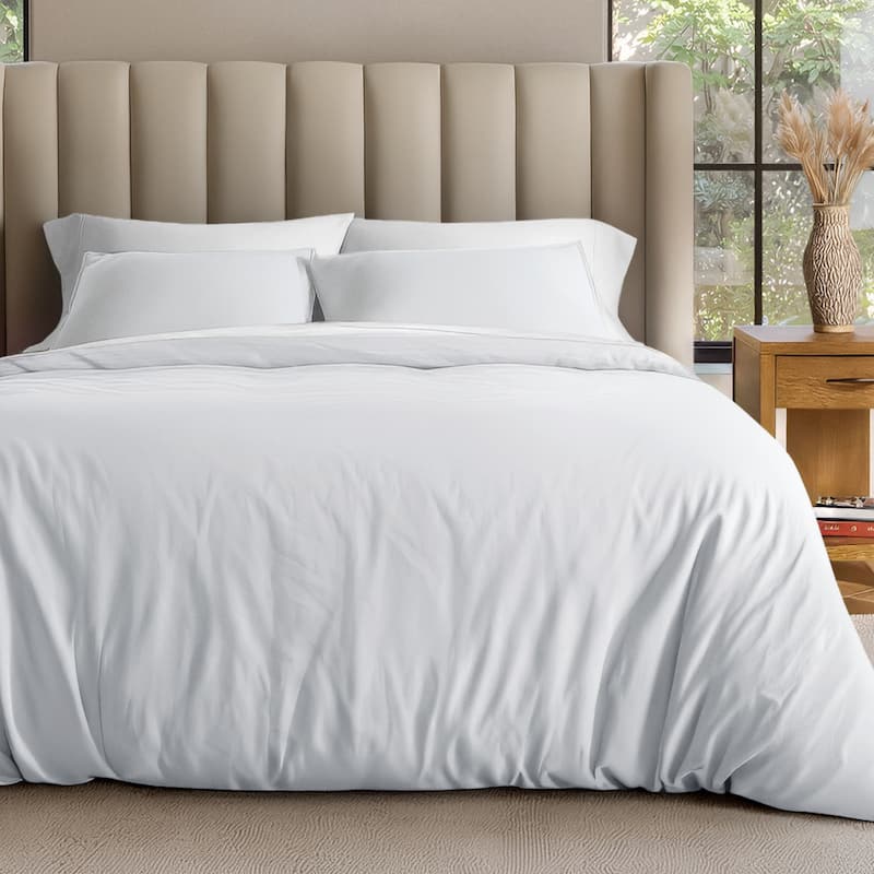 Bare Home Organic Cotton Jersey Duvet Cover Set - White - Twin