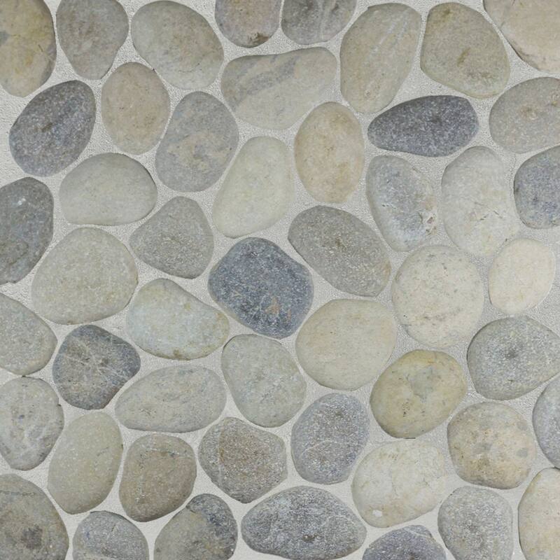 Grey Pebble Mosaic Tumbled Stone Backsplash Tiles for Kitchen Walls, Shower and Bathroom Floors 12" X 12" (5 Sqft per case)
