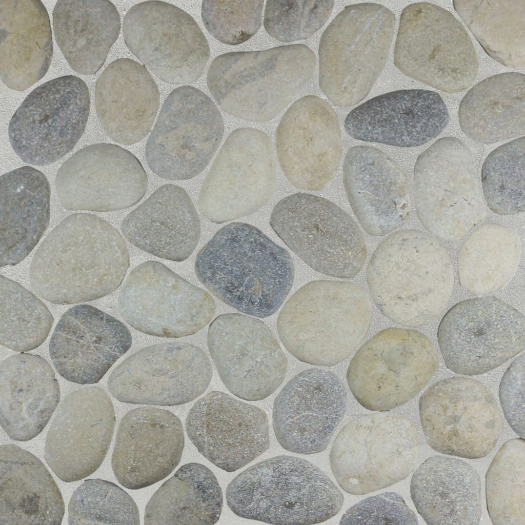 Grey Pebble Mosaic Tumbled Stone Backsplash Tiles for Kitchen Walls, Shower and Bathroom Floors 12" X 12" (5 Sqft per case)