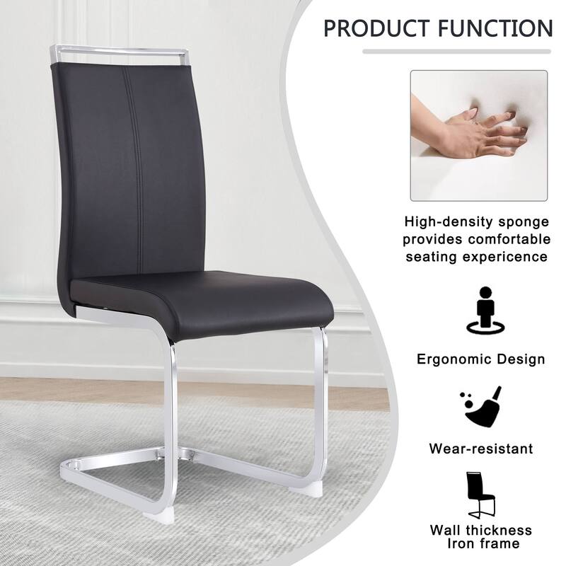 Dining Chairs,PU Faux Leather High Back Side Chair (Set of 4)
