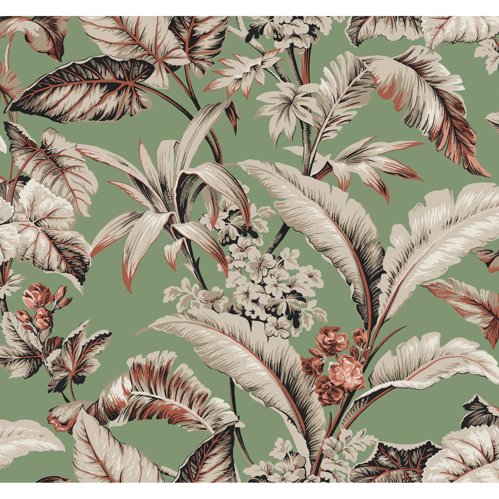 Ronald Redding Mystic Isle Green Wallpaper