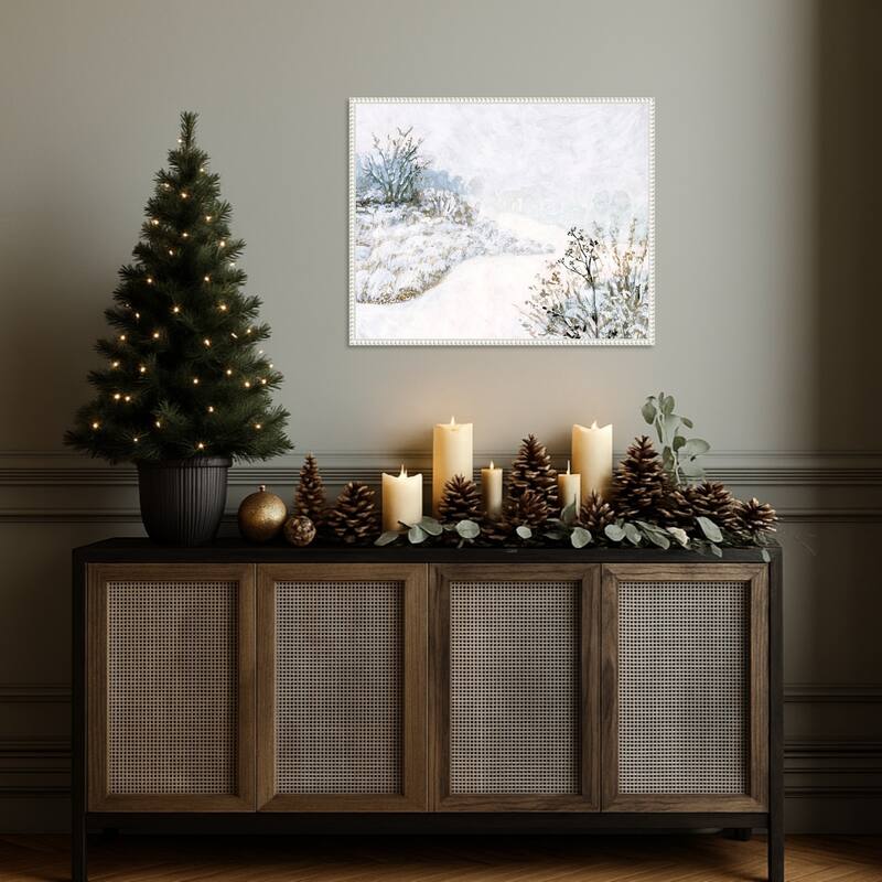 Frozen River Study II by Victoria Borges (28 x 23 in.), Framed Canvas Wall Art Print - Sylvie Beaded White