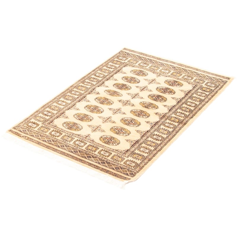 ECARPETGALLERY Hand-knotted Peshawar Bokhara Beige Wool Rug - 3'2 x 4'11