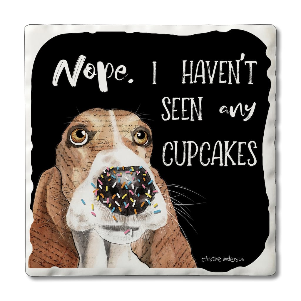 Counterart Absorbent Stone Coasters - Cupcakes - Set of 4 - 4x4x267