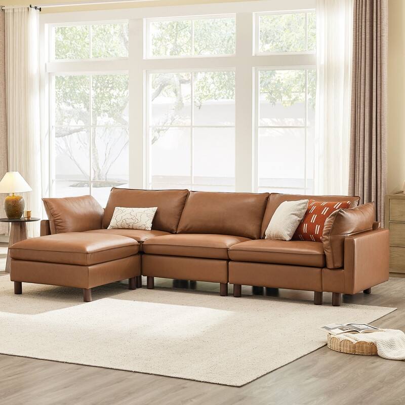 Spruce & Spring Modular Cloud Couch Sofa with Wood Legs for Living Room
