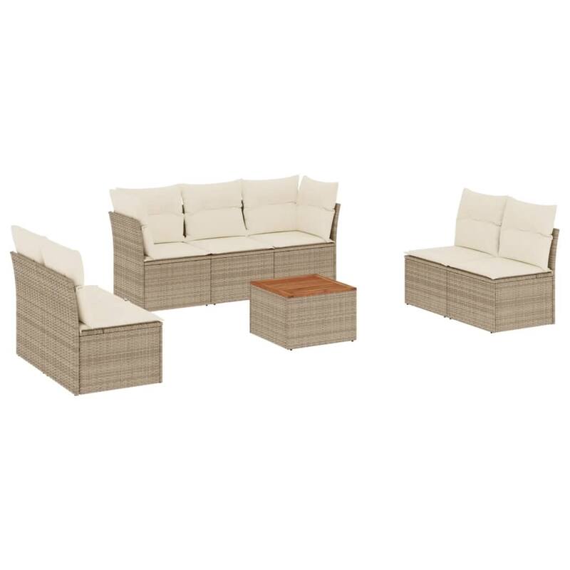 vidaXL Patio Sofa Set with Cushions Outdoor Furniture 8 Piece Poly Rattan