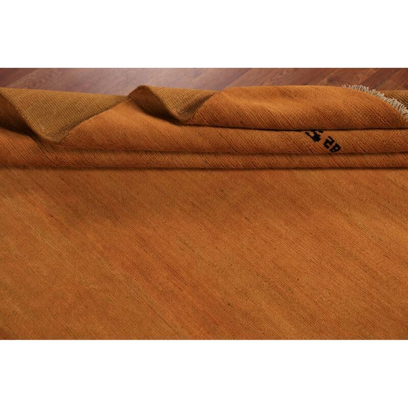 Orange Gabbeh Oriental Area Rug Hand-Knotted Wool Carpet - 6'5" x 9'7"