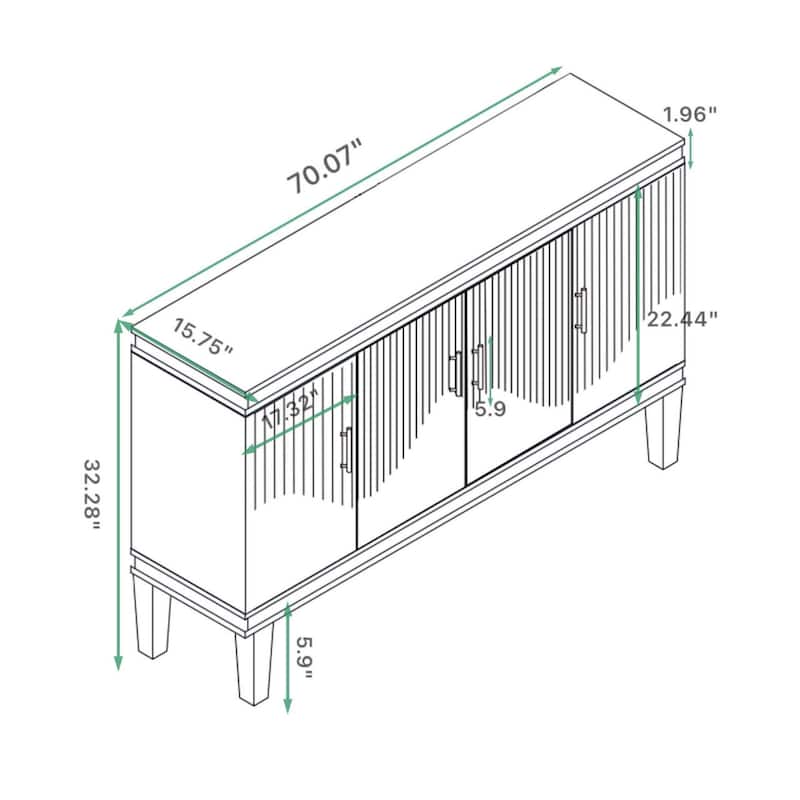 70.07" Large Size 4-Door Cabinet