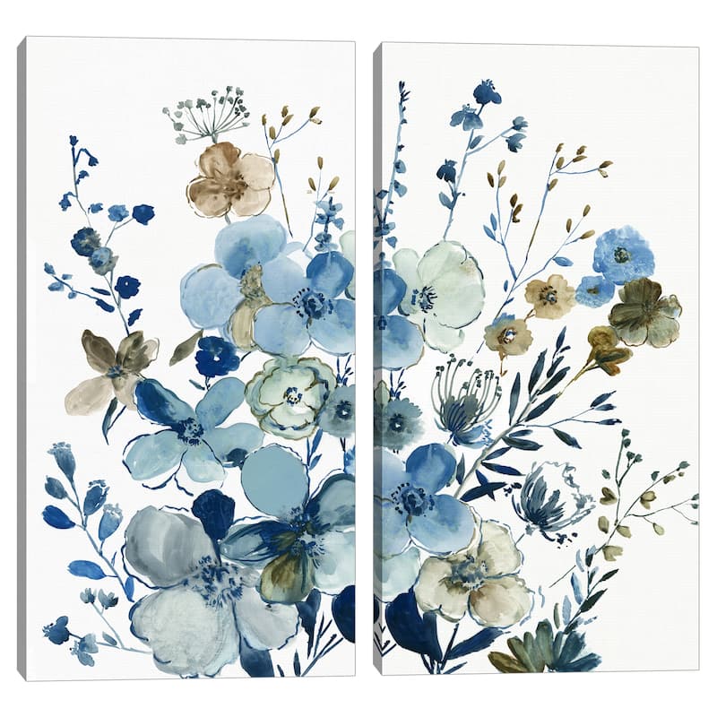 Blue Blossoming Garden I, Blue Blossoming Garden II by Asia Jensen Canvas Art Prints