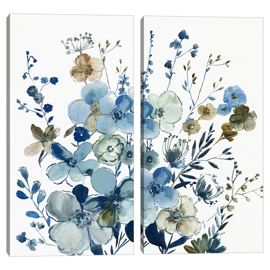 Blue Blossoming Garden I, Blue Blossoming Garden II by Asia Jensen Canvas Art Prints