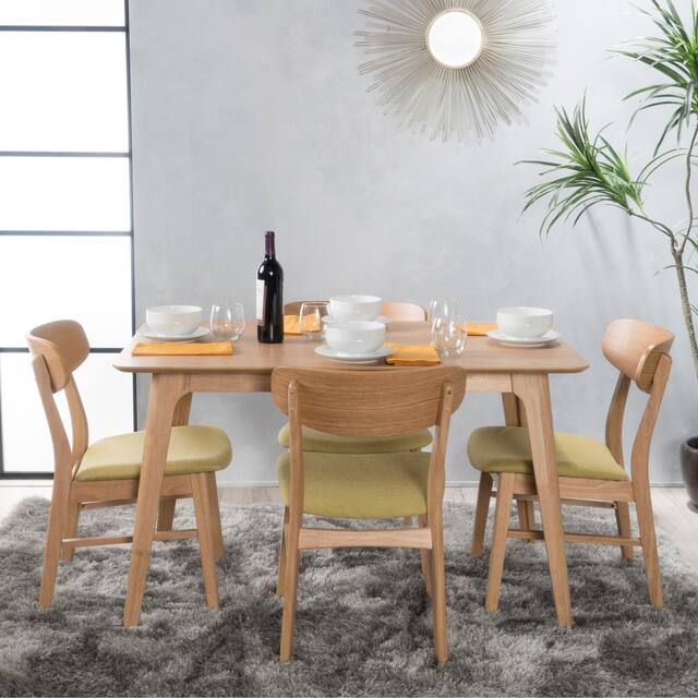 Iriat Mid-century 5-piece Dining Set by Christopher Knight Home - Natural Oak + Green Tea