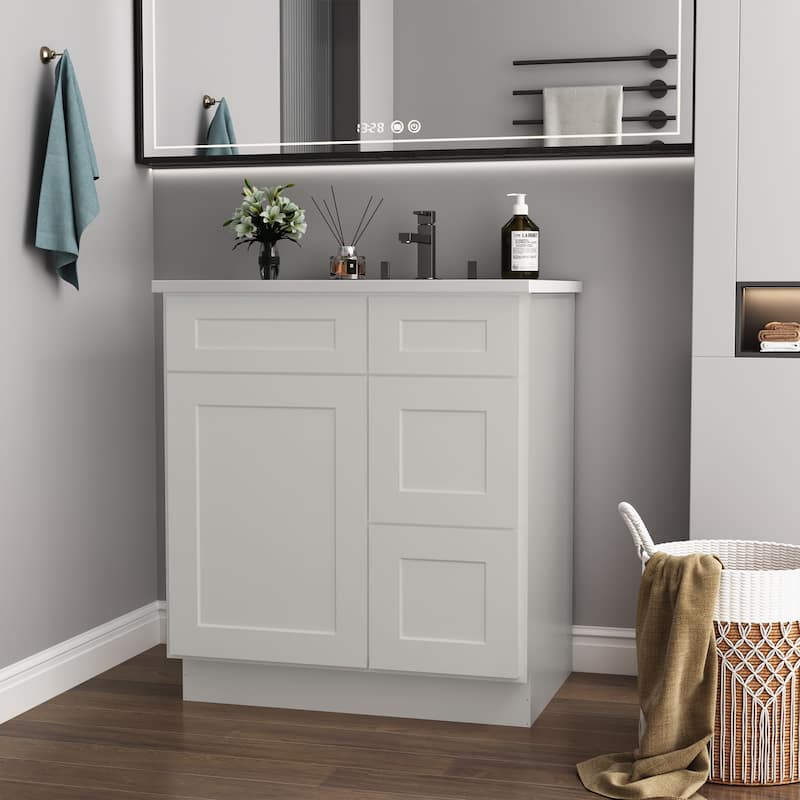 30-inch Bathroom Cabinet with Soft-Close Doors, Versatile Storage, and Waterproof MDF - 30 in ,Light Gray ,Plywood ,right door - Light Gray