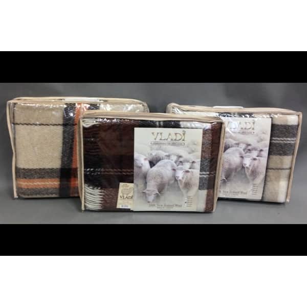 STP Goods Elf Grey Tartan / Plaid New Zealand Lambswool Throw On