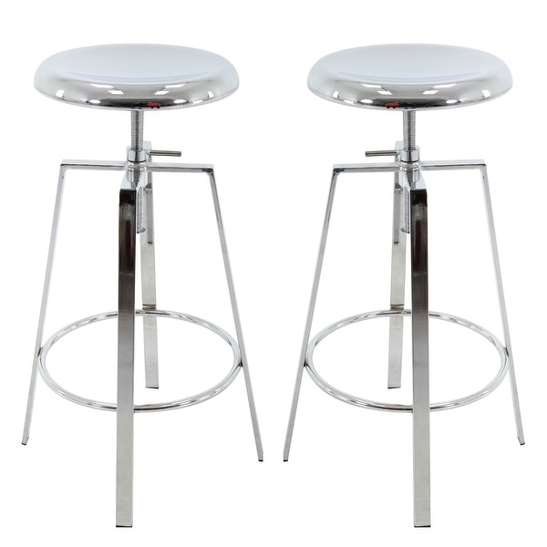 Brage Living Atlas Industrial Bar Stools Set of 2 Silver On
