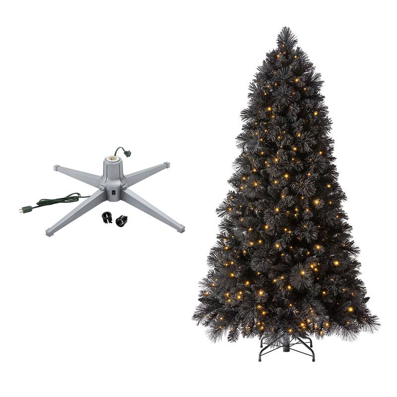 Home Heritage Rotating Tree Stand Base w/Snowdrift 6.5' Pine Christmas Tree - 29