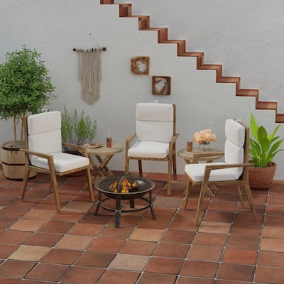 Sunbrella 22" x 44" Natural Solid Outdoor Chair Cushion with Ties and Loop - 44'' L x 22'' W x 4'' H