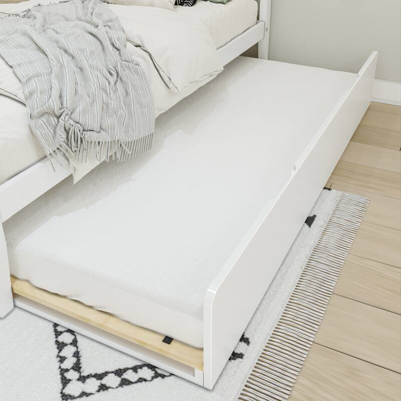 Max and Lily Twin-Size Bed with Slatted Headboard and Trundle