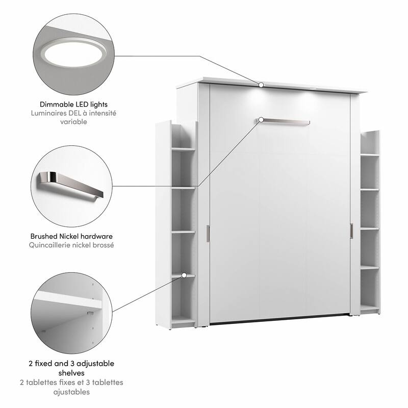 Lumina Queen Murphy Bed with Shelves (88W) by Bestar