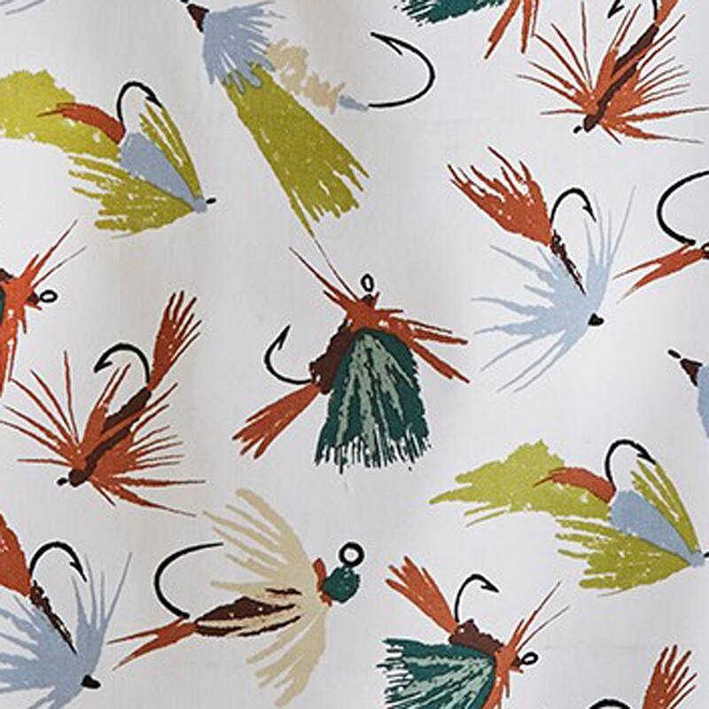 Set of 3 Fishing Flies Print with Green Plaids Cotton Kitchen Dishtowels 26L x 18W in.