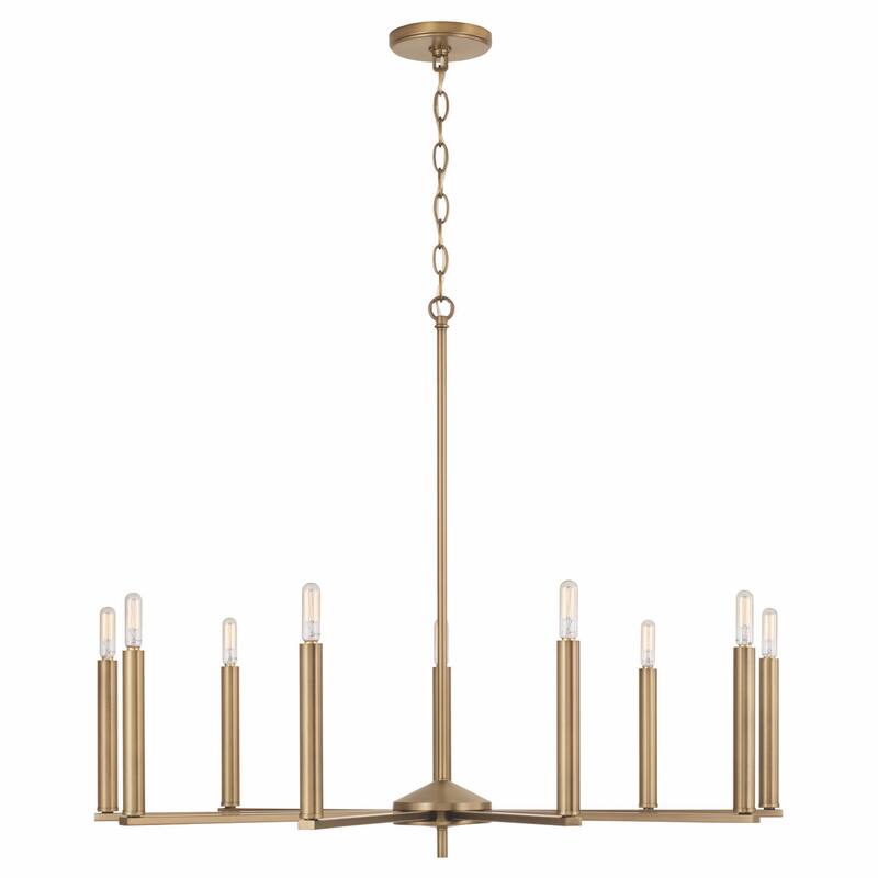 Portman 9-light Hanging Chandelier - Aged Brass