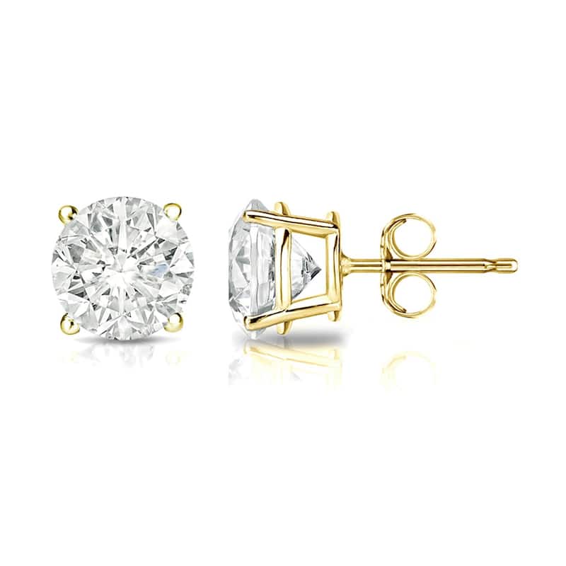 Auriya 18k Gold 1 1/4ct TW Clarity-enhanced Diamond Stud Earrings (J-K, I2-I3) - Yellow