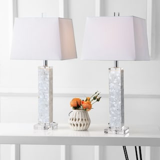 Verna 28.5" Seashell LED Table Lamp, White (Set of 2) by JONATHAN  Y