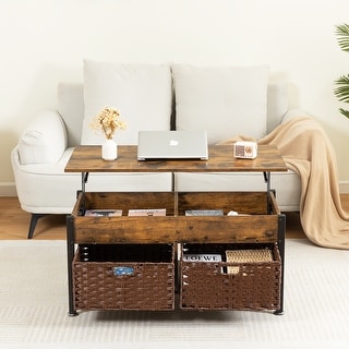 Light Brown Coffee Table with Lift-Top and Hidden Storage - Bed Bath ...