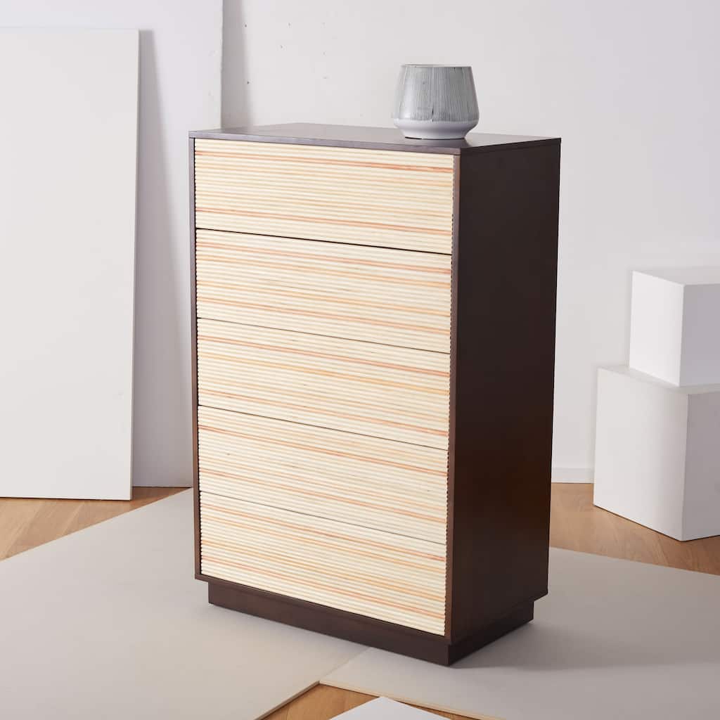 SAFAVIEH Couture Stassie 5 Drawer Cane Tall Dresser