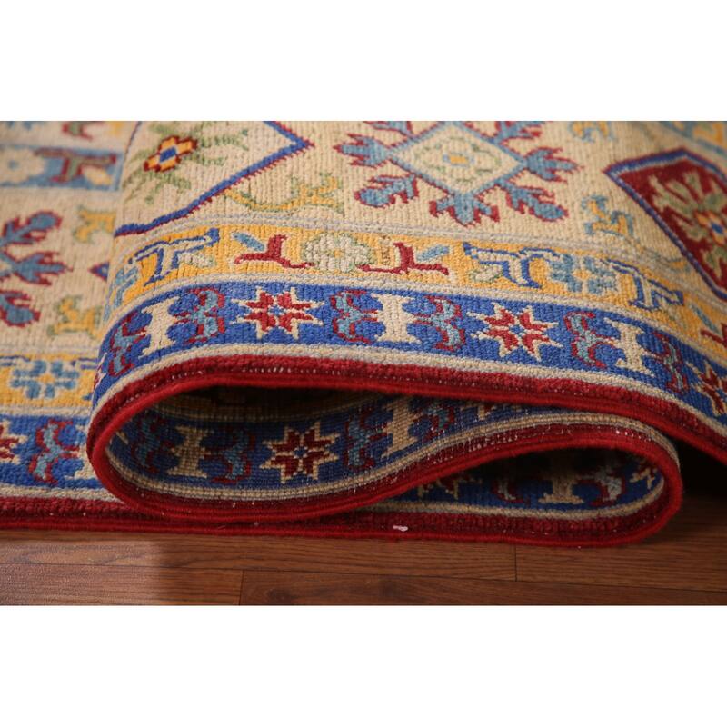 Red Kazak Living Room Area Rug Handmade Wool Carpet - 6'5" x 9'9"