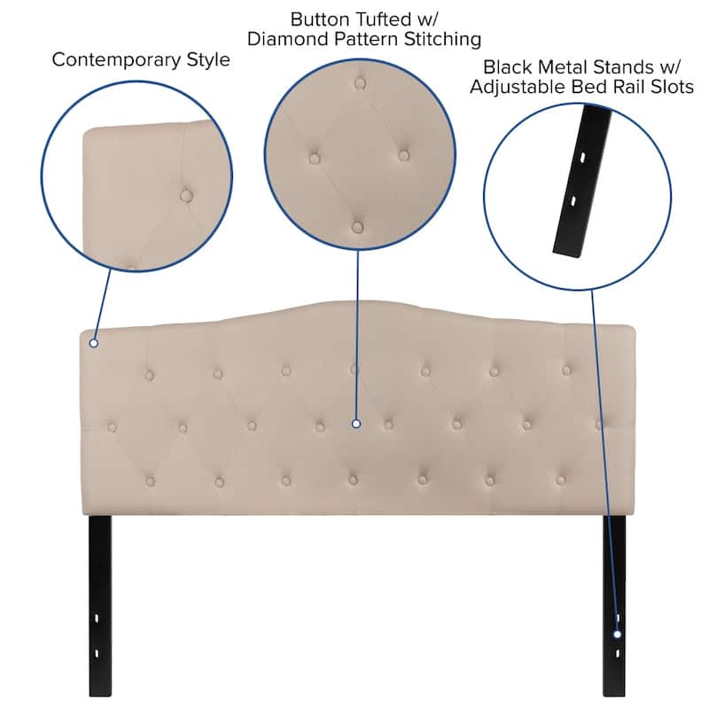 Arched Button Tufted Upholstered Headboard