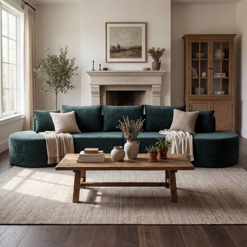 Christopher Knight Home - Curved Modular 138.6" Upholstered Sectional Sofa