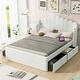 preview thumbnail 15 of 26, Full Upholstered Platform Bed with Four Drawers & USB Ports - Modern Comfort Beige