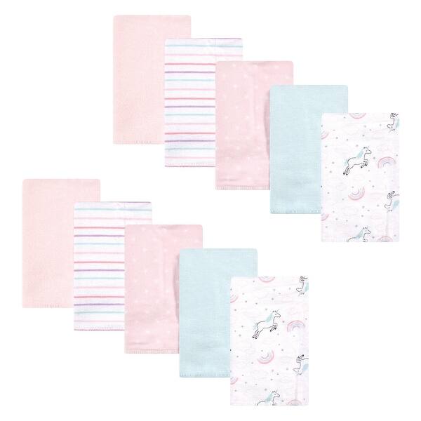 slide 1 of 1, Hudson Baby Infant Girl Cotton Flannel Burp Cloths, Glitter Unicorn, One Size - Glitter Unicorn - One Size