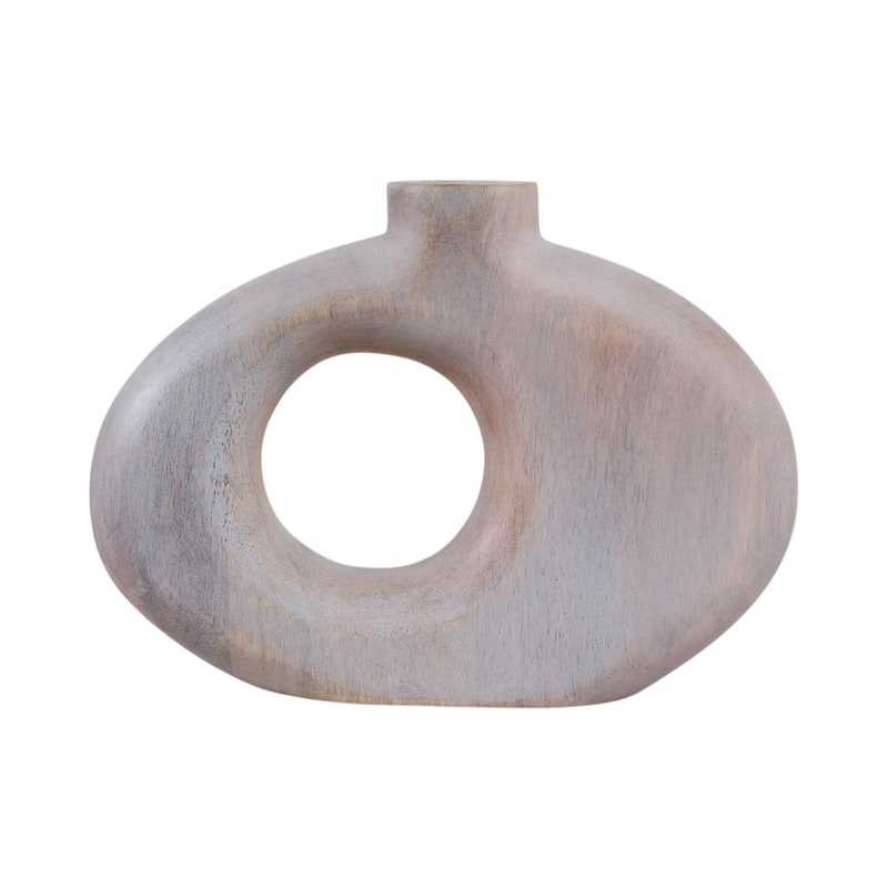 Modern Cut Out Wood Table Vase - Decorative Tall Table Vase