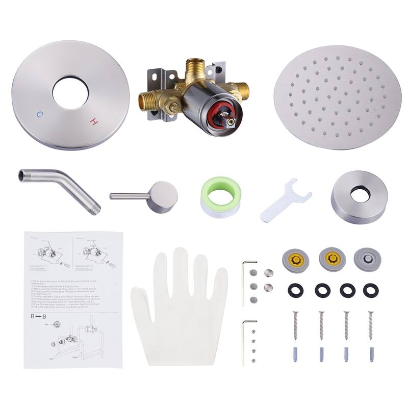 WOWOW Wall Mounted Bathroom Shower Faucet Valve Included
