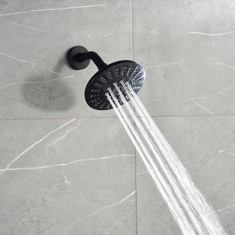 Wall Mount Shower Faucet With Tub Spout Matte Black Shower System Set With Rain Shower Head Tub Shower Trim Kit Set With Valve