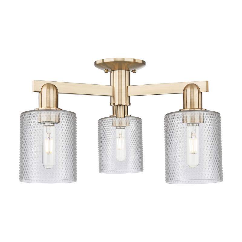 Innovations Lighting Endless Possibilities Arcadia - Cobbleskill - 3 Light 23" Semi-Flush Mount - Clear/Champagne Bronze