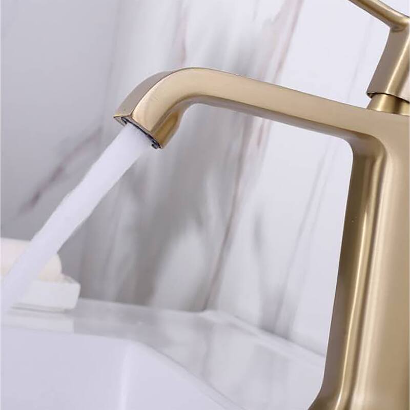 Bathroom Single Handle Faucet Pop Up Drain Gold