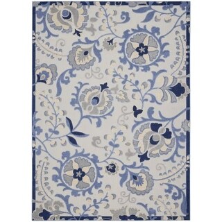 3' X 4' Blue And Grey Toile Non Skid Indoor Outdoor Area Rug - 6' x 7 ...